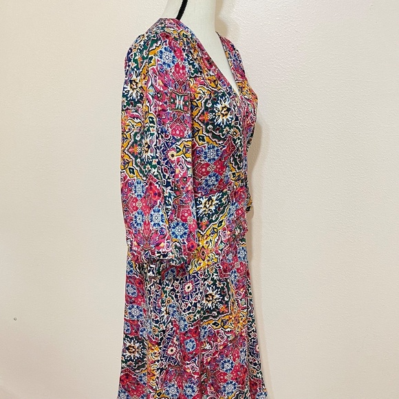 Calvin Klein Women's V-Neck Knee Length Dress with Puffed Sleeves Size 10 - Picture 7 of 16